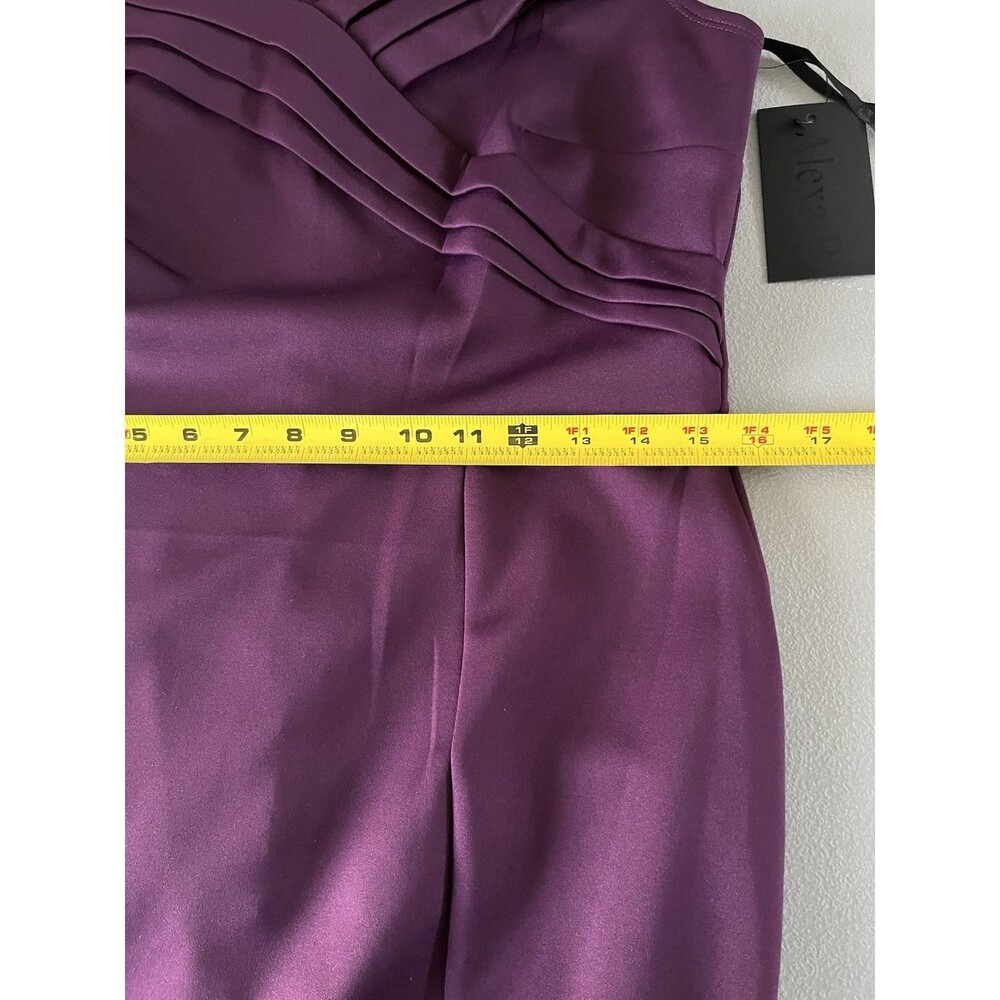 Alexa B Evening Gown Womens Size 12 Purple Off Shoulder Pleats Slit Maxi Party - Picture 7 of 12
